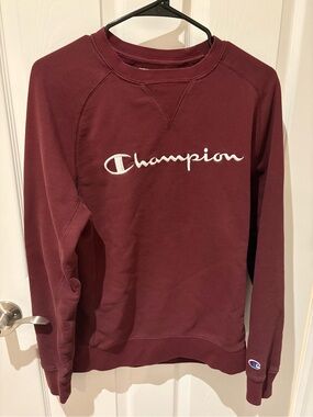 Champion Burgundy Crewneck with White Script Logo